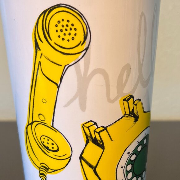STARBUCKS Hello! Retro Rotary Dial Up Yellow Phone w/ Curly Cord Tall Mug 2015 - Picture 4 of 11